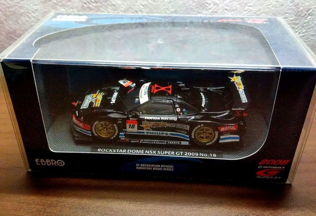 EBBRO 1/43 ROCKSTAR DOME NSX Super GT 2009 Model Car with Clear Case EBBRO 1/43 ROCKSTAR DOME NSX Super GT 2009 Model Car with Clear Case