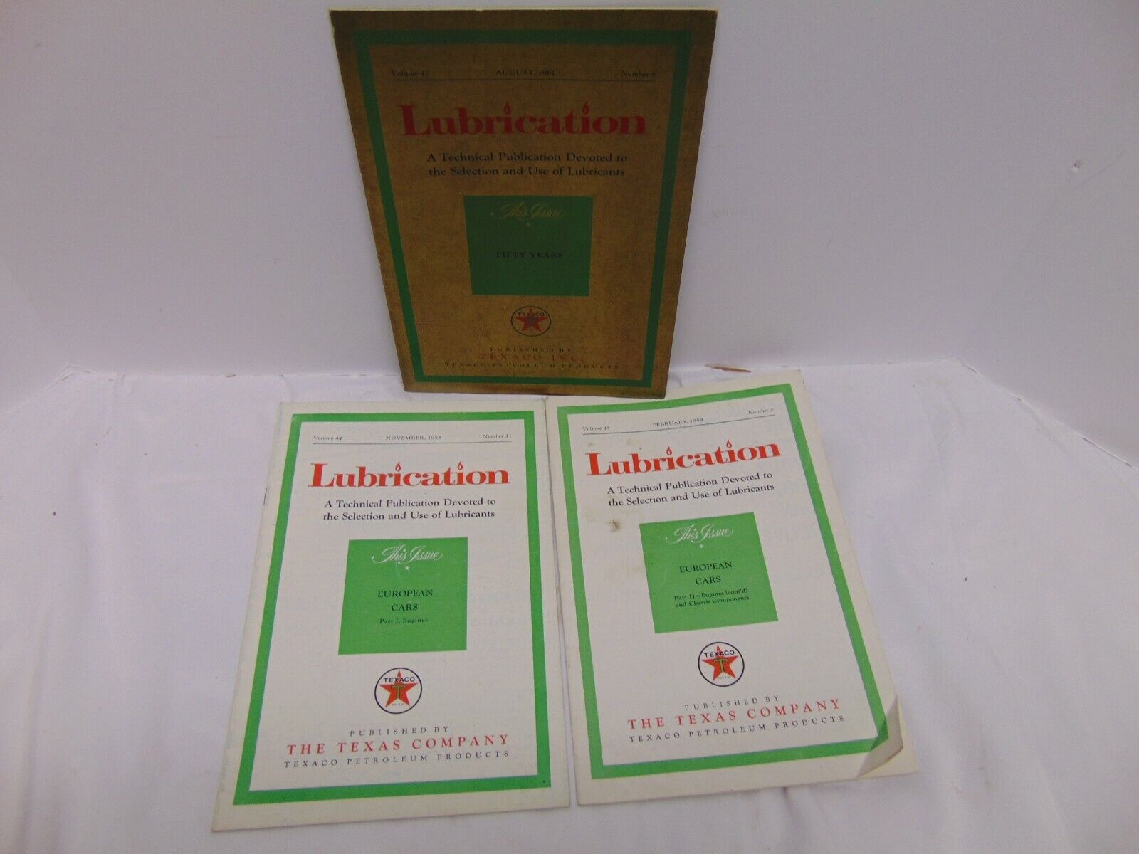 (3) 1958-61 Texaco Oil Lubrication Technical Manual 50th Anniversary European