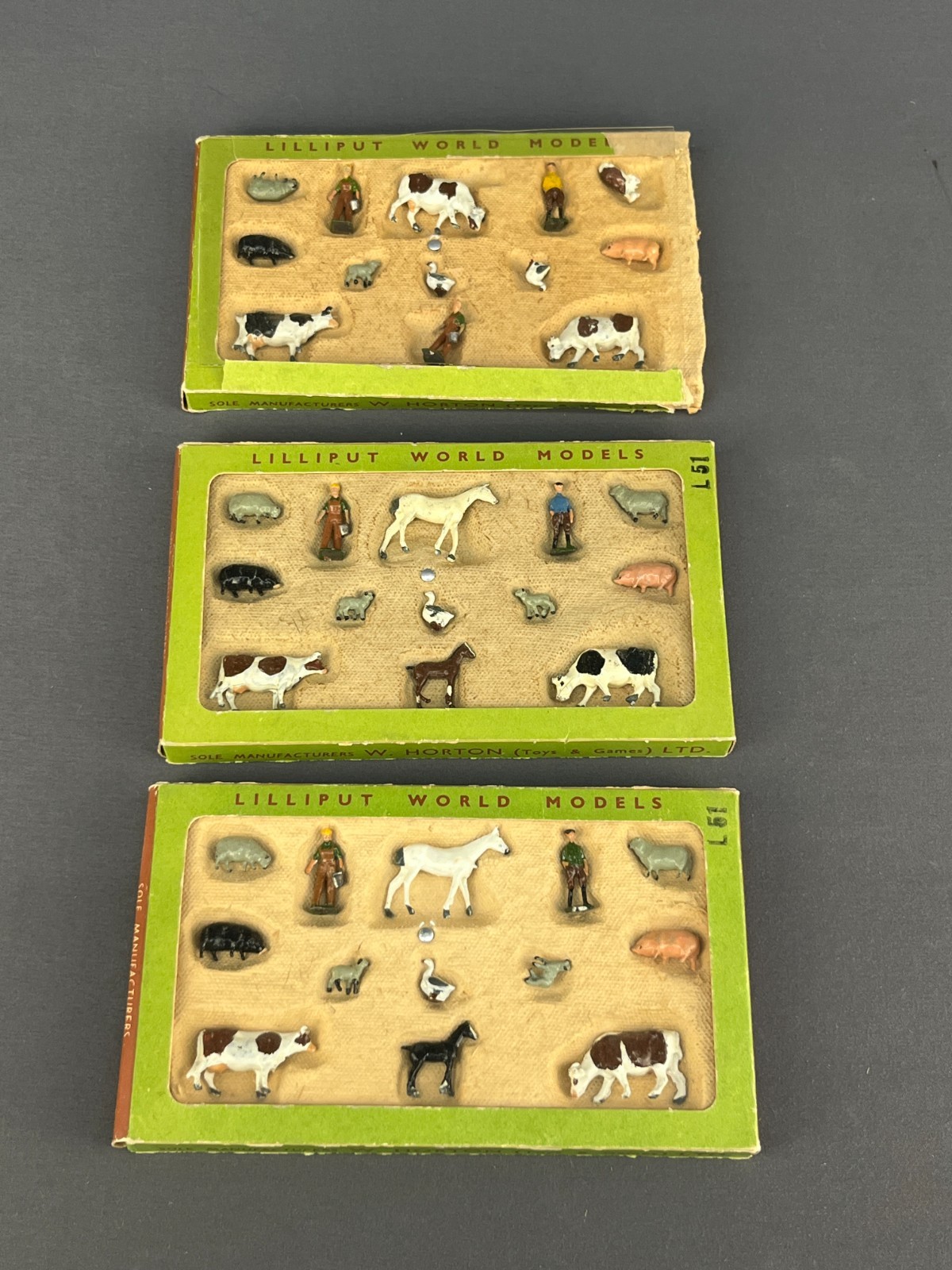 3 Sets of Britains Lilliput World Models 39 Farm Animals W. Horton; Unused