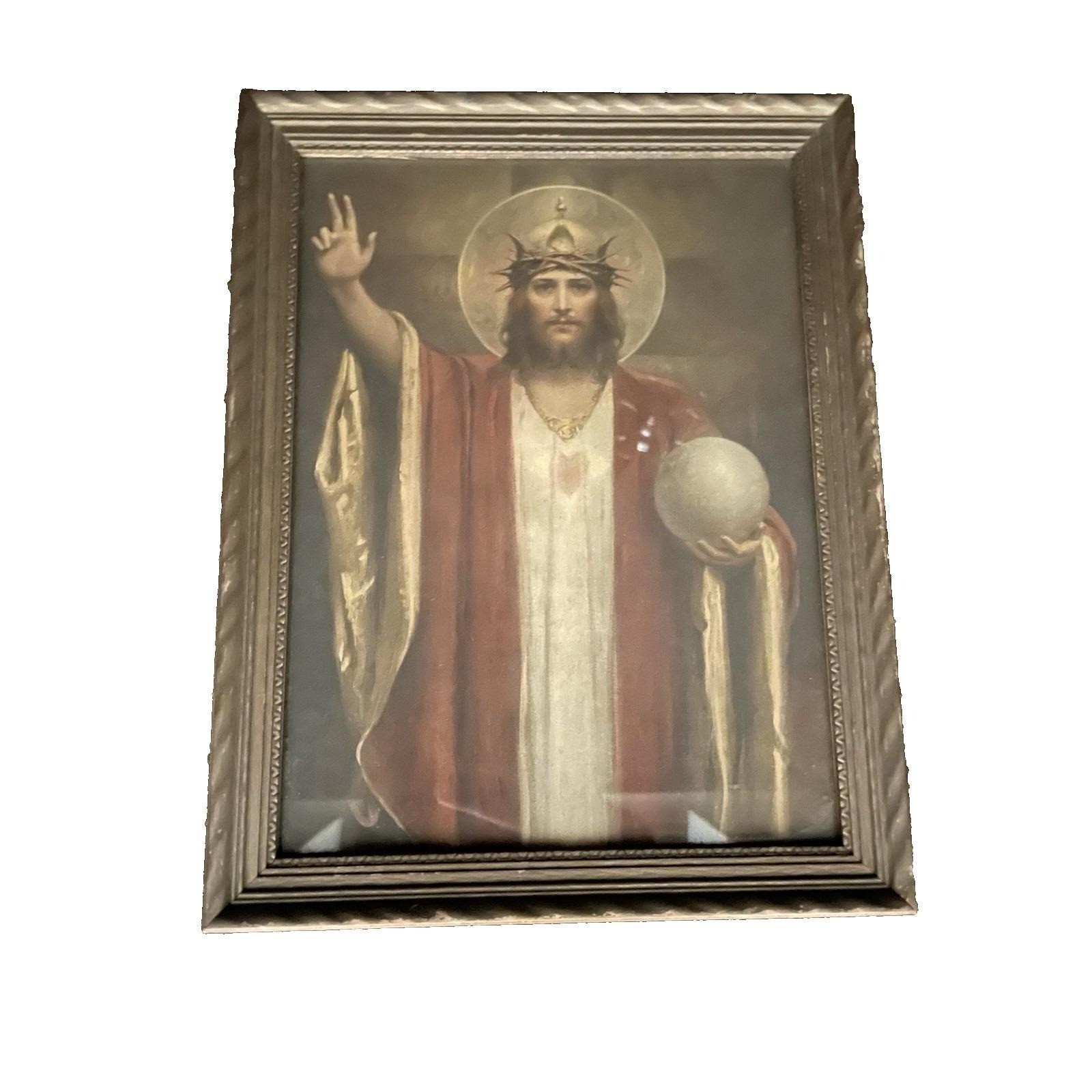Vtg Christ the King Charles Bosseron Chambers Original Print & Frame 10x13\ Vtg Christ the King Charles Bosseron Chambers Original Print & Frame 10x13\