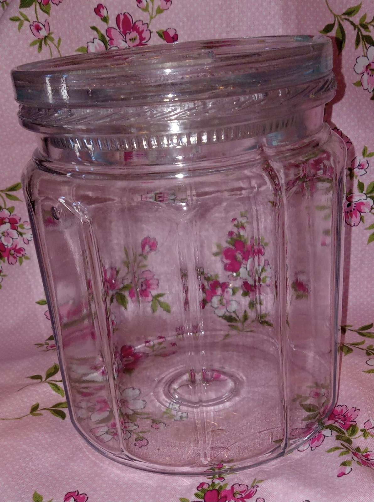Antique 1915 Glass Tobacco Humidor Jar w/ Lid 12-Sided Dodecagon