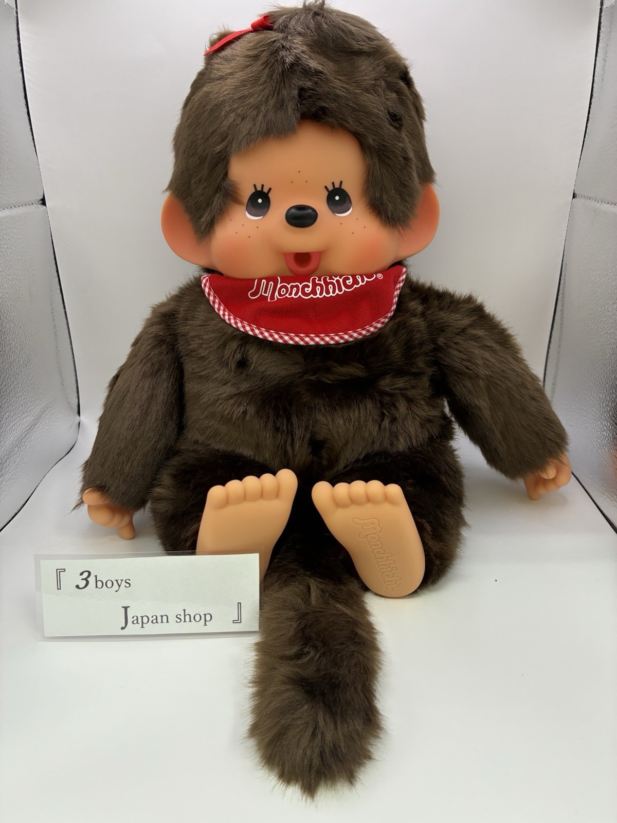 【US Tax In】Monchhichi Premium Standard Girl L Size Plush Doll Brown Sekiguchi JP