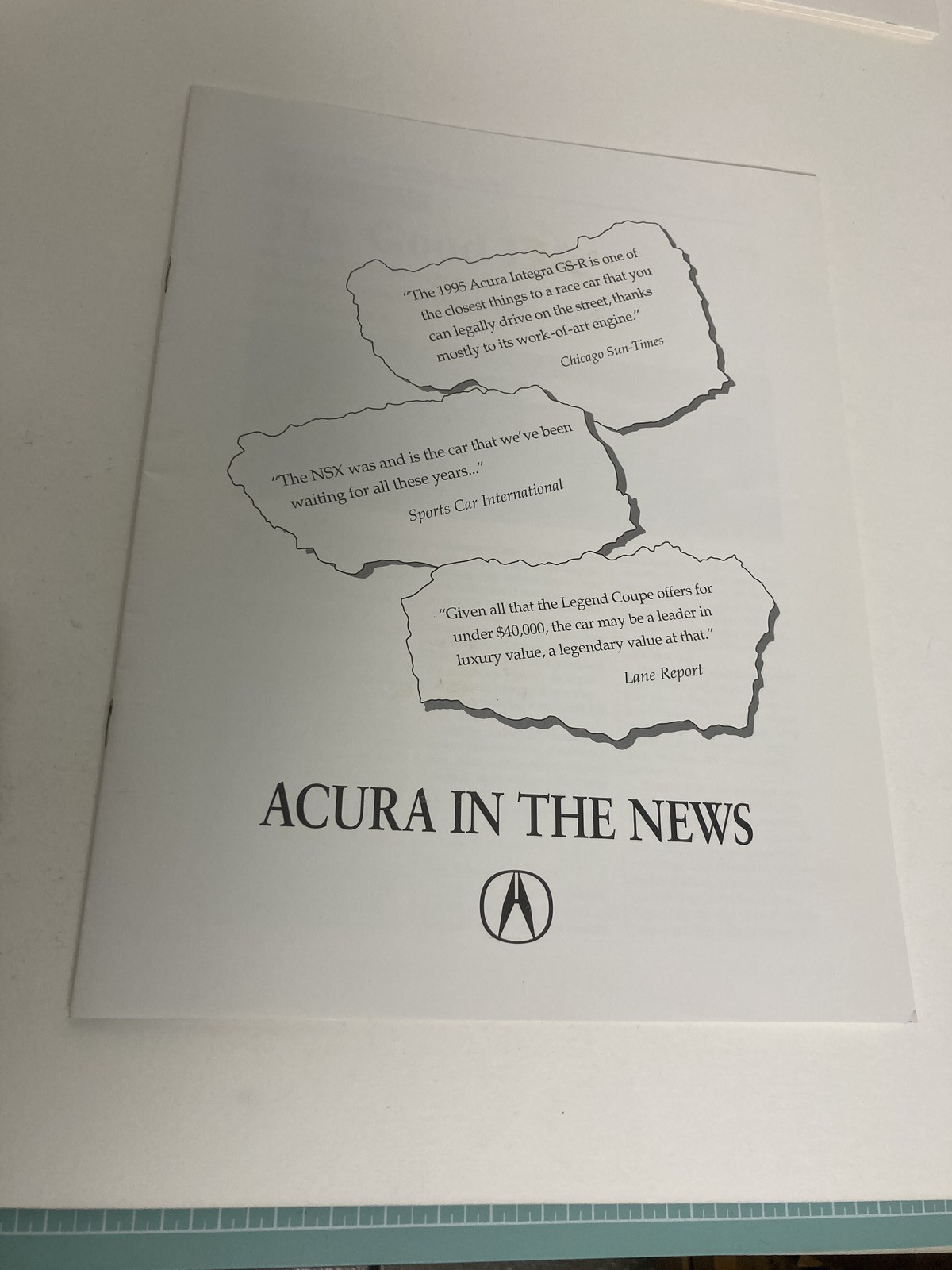 Vintage 1994-1995 Acura In The News Brochure NSX Integra Legend Coupe Reviews