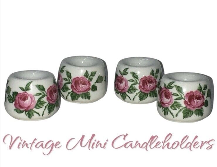 4 VINTAGE Funny Design Porcelain West Germany Mini Tiny Candleholders