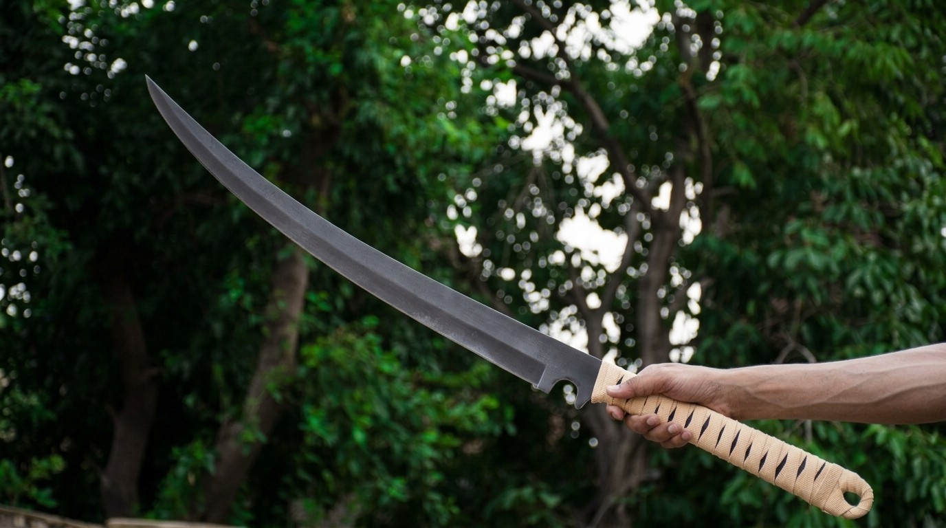 Custom Handmade High Carbon Steel Sword Curved Machete Fantasy Blade Sheath