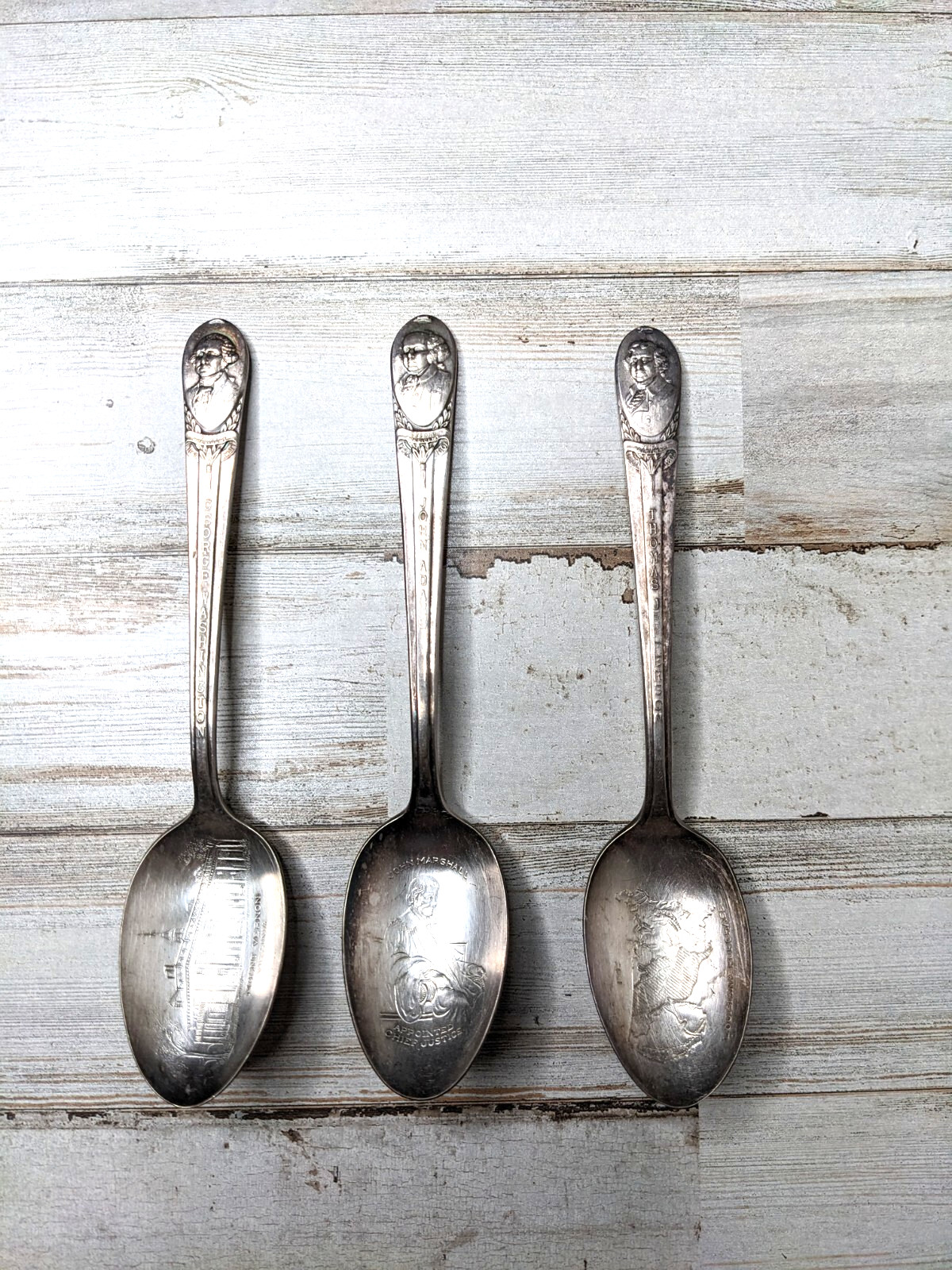 Wm Rogers Co. Presidential Silver Plated Spoons Washington Adams Jefferson