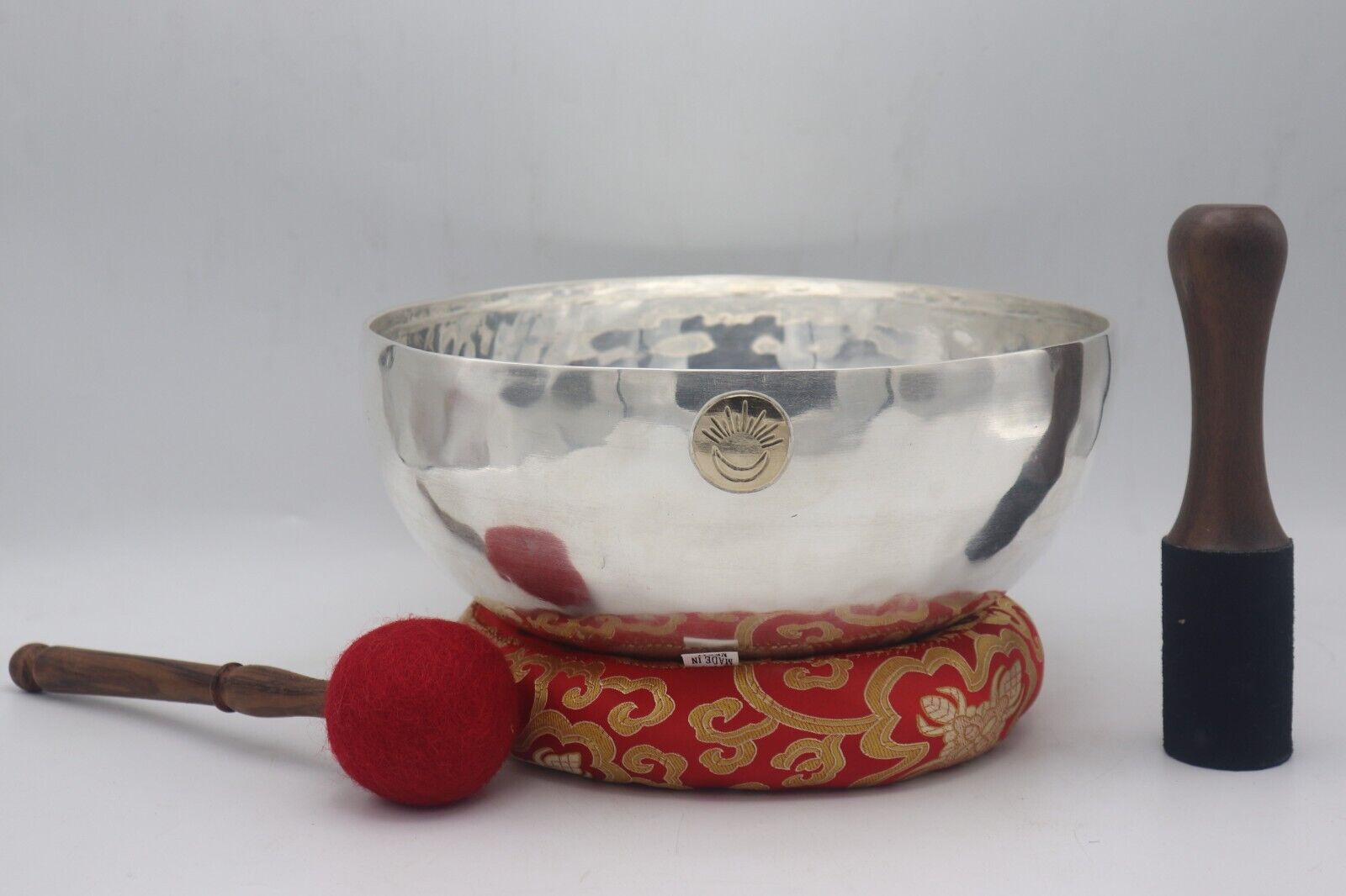 10 Inch Silver Plated Full Moon Singing Bowl-Full Moon Tibetan Singing bowls.