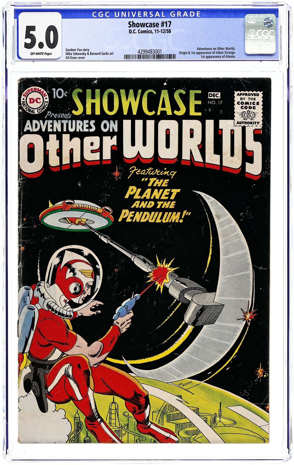 Showcase #17 CGC 5.0 1958 4299483001 1st app. and origin Adam Strange