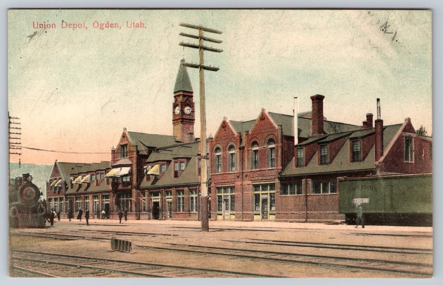 Vintage Union Depot Ogden Utah Postcard - Train Station Owens Bros. Made Germany