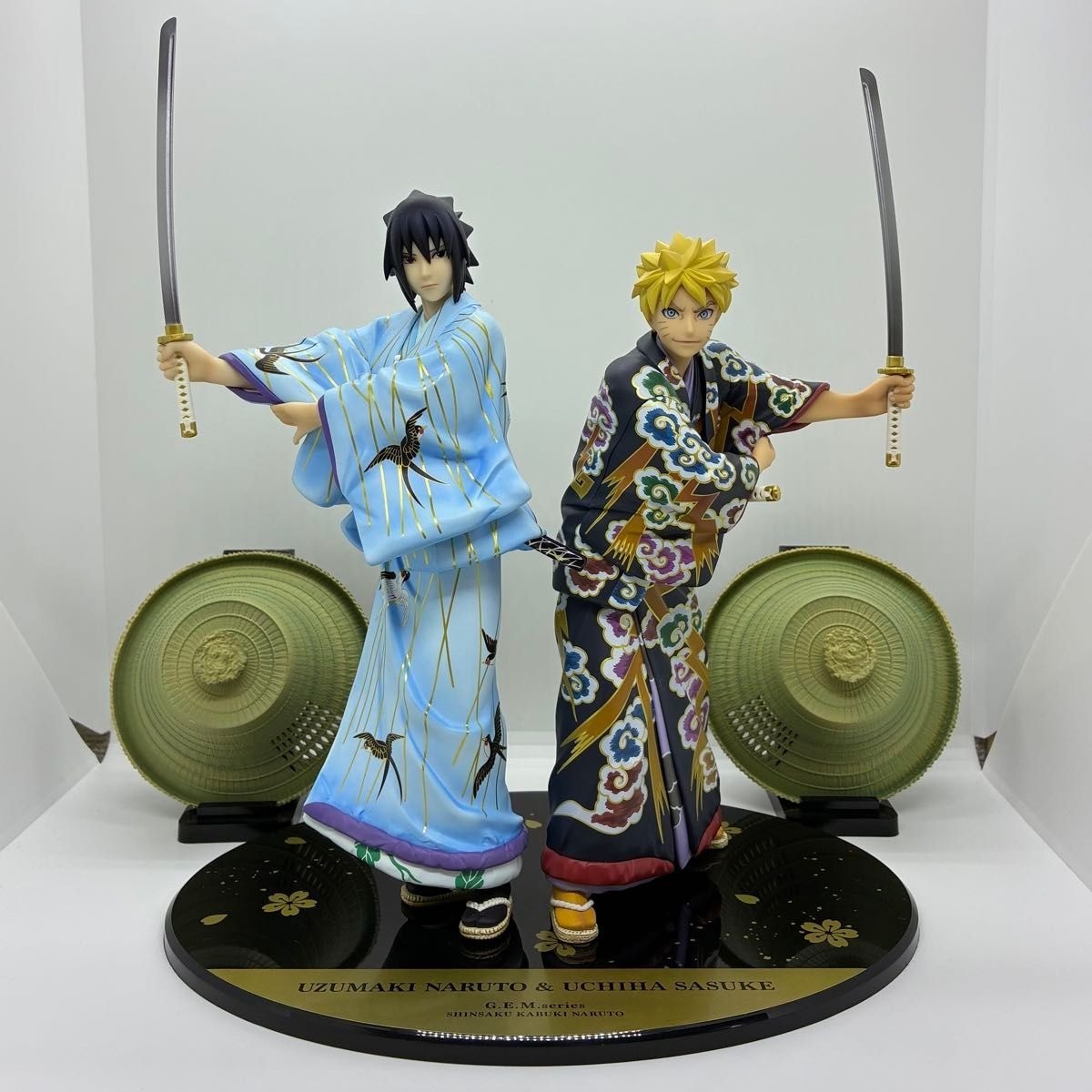 MegaHouse GEM NARUTO & Sasuke Kabuki Edition Figure SET w/ Bonus Bases Japan