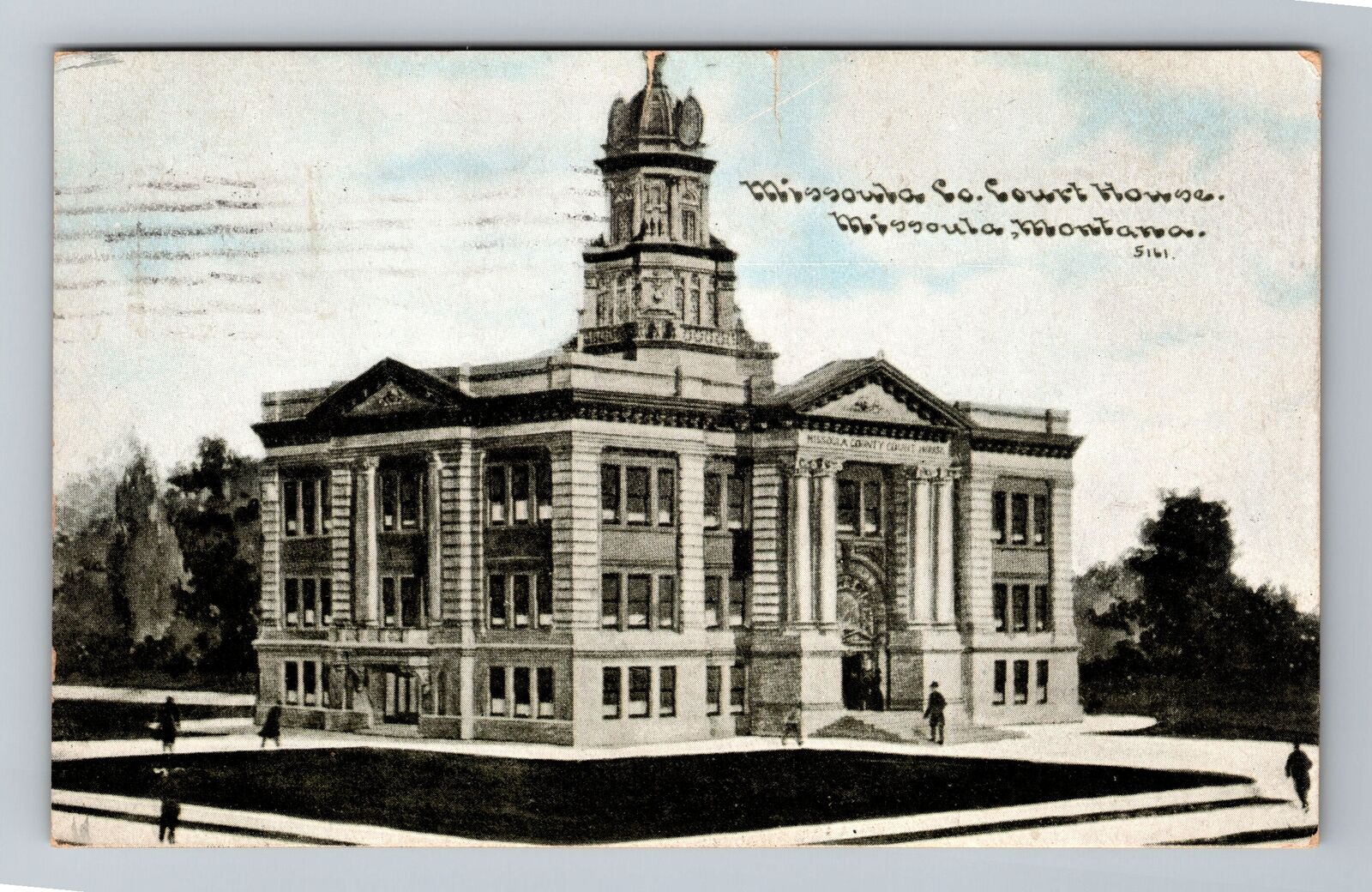Missoula MT-Montana, Missoula County Court House, c1909 Antique Vintage Postcard