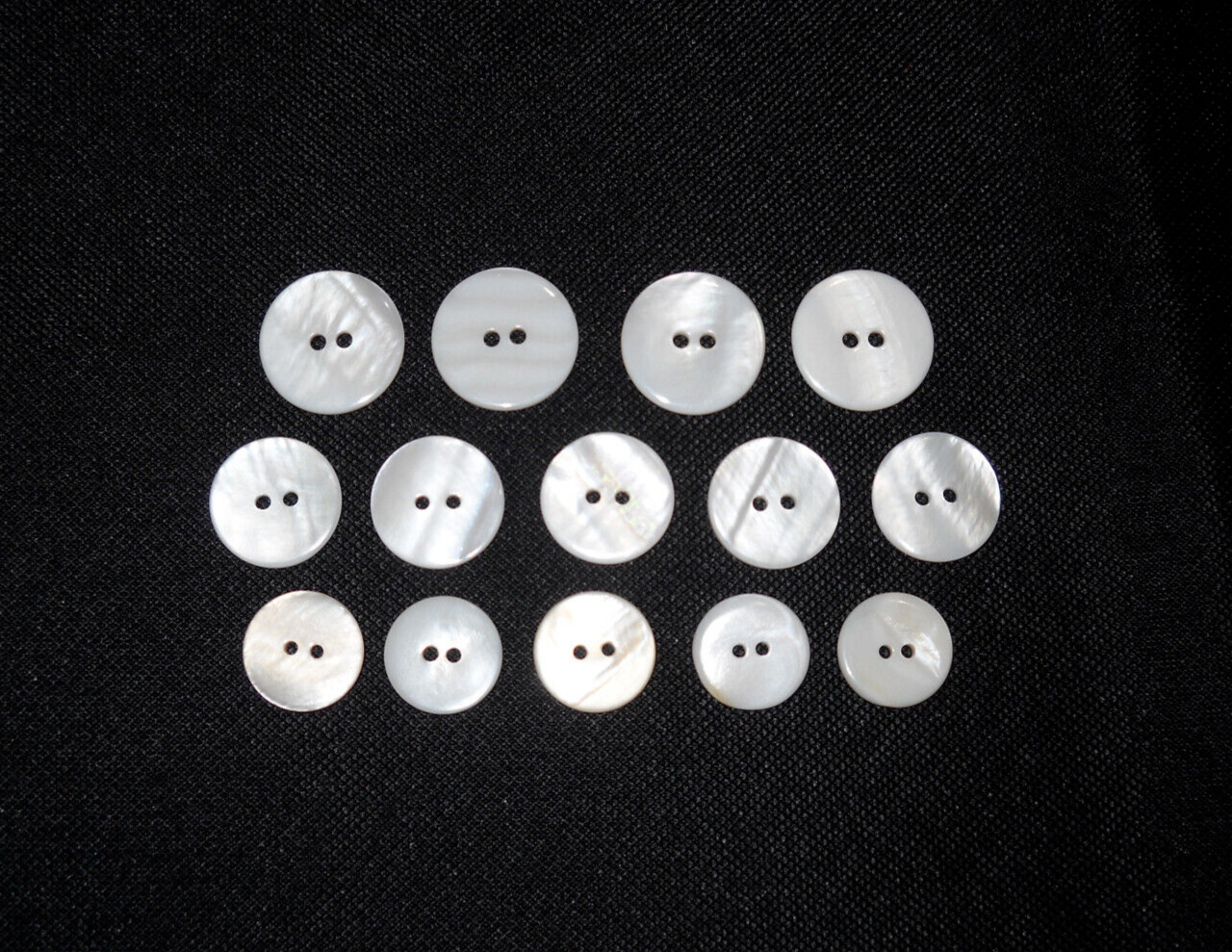 Lot of 14 Abalone Shell Mother Pearl Round 2 Hole Buttons Vintage Replacement
