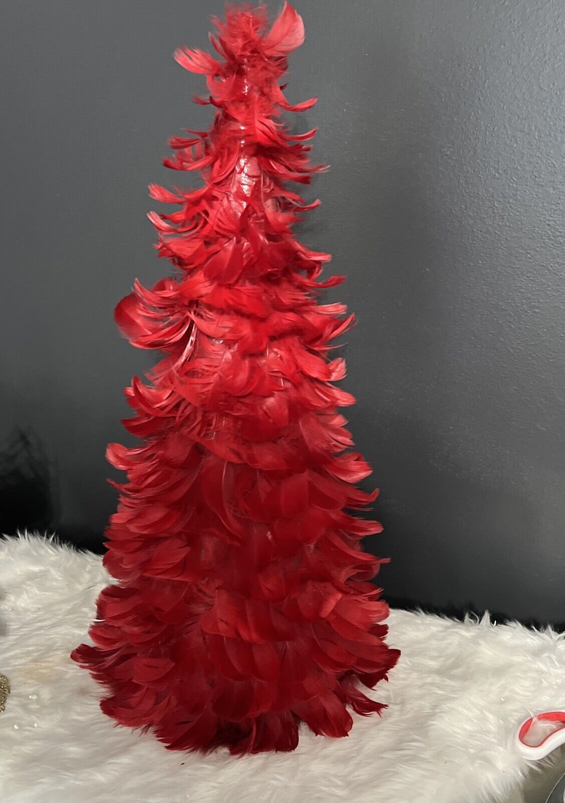 Vintage Red Feather Christmas Tree