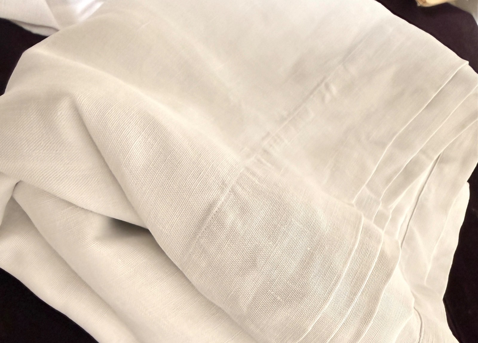 Antique 1900s Large French Homespun Linen Sheet White Work Monogram  B347