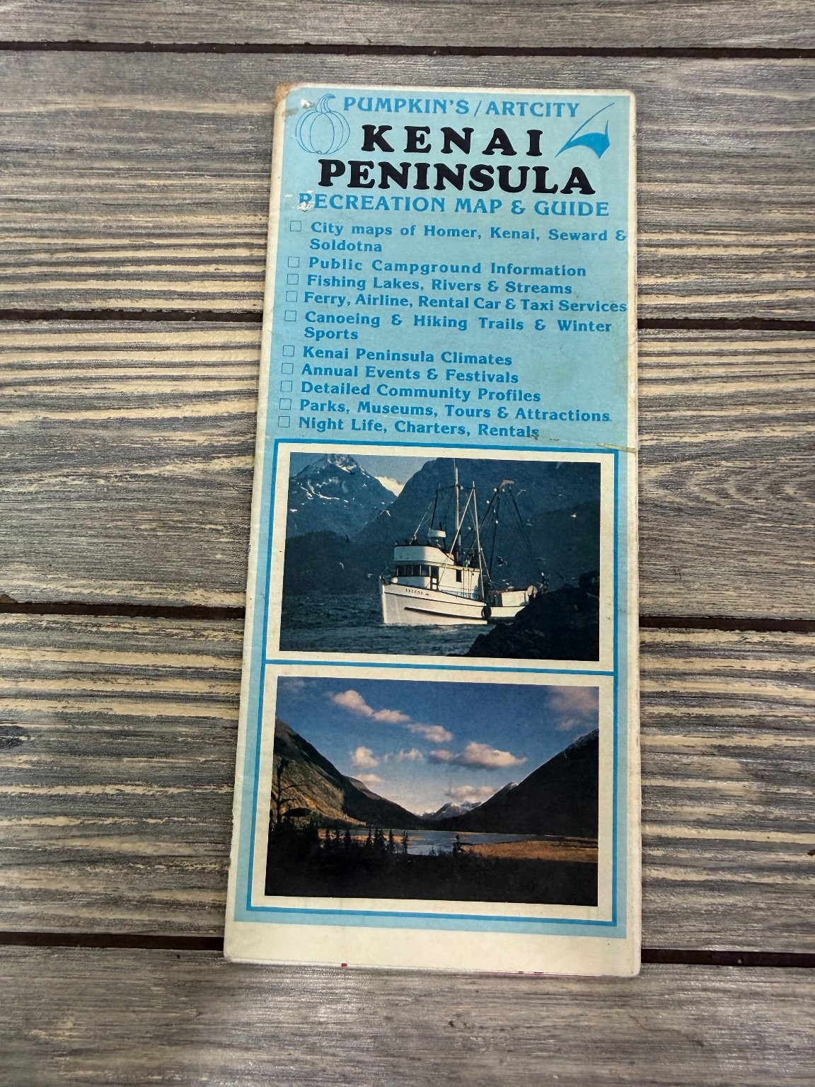 1984 Kenai Peninsula Alaska Recreation Map Guide Vintage Travel Ephemera