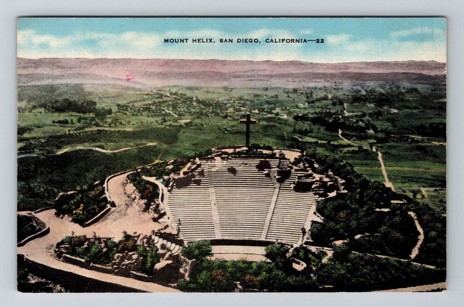 San Diego CA-California, Mount Helix, Antique Vintage Souvenir Postcard
