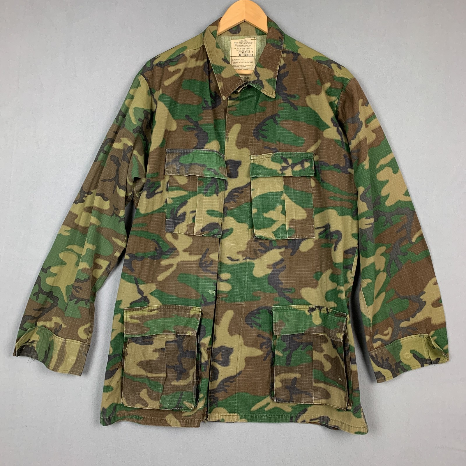 Vintage US Military ERDL Jungle Jacket Large Long Selma 100% Cotton Ripstop