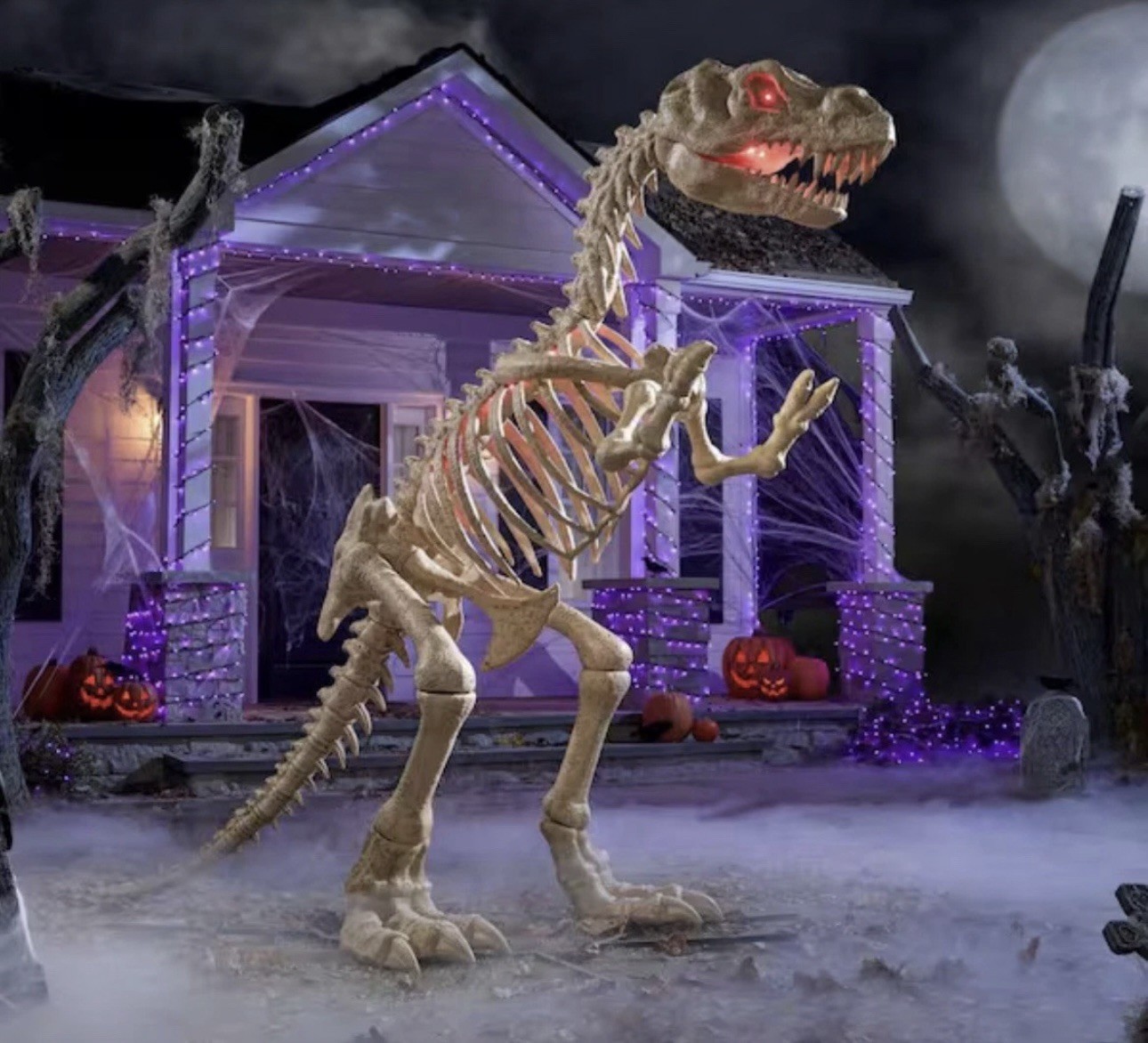 9 Ft Grave & Bones Giant-Sized LED T-Rex Dino Halloween Decoration