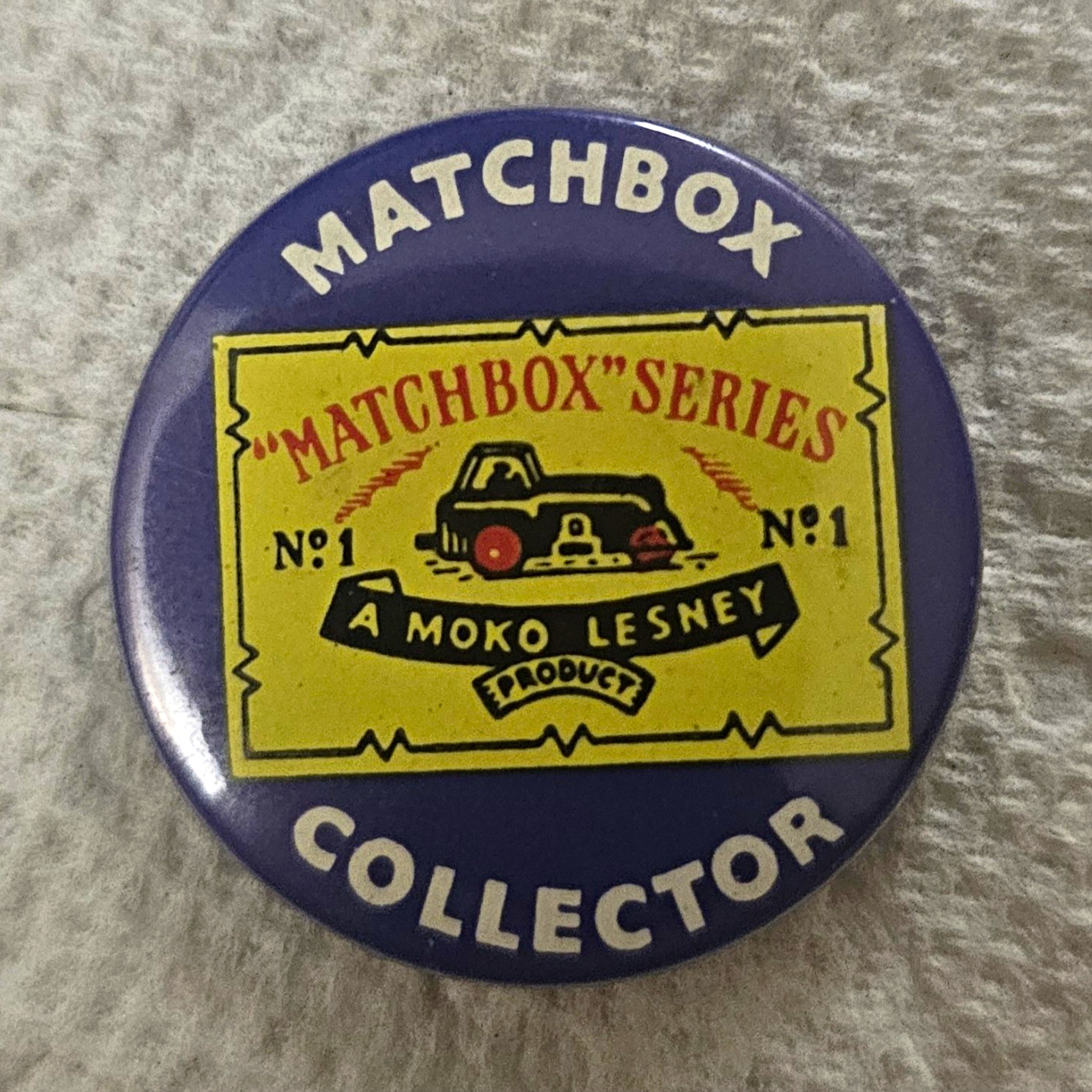 Matchbox Series No. 1 Pinback Button Moko Lesney England Vintage NOS Deadstock