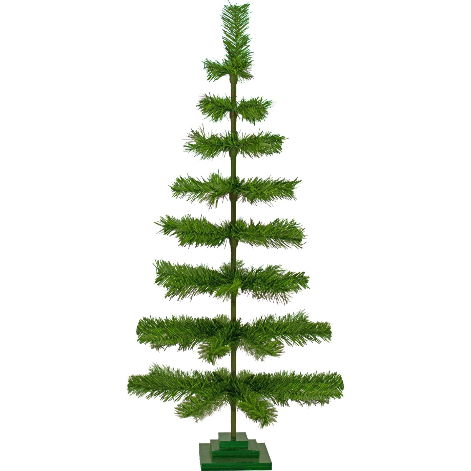 48\'\' Alpine Green Christmas Tree Tinsel Feather Style Holiday Tree 4FT Table-Top