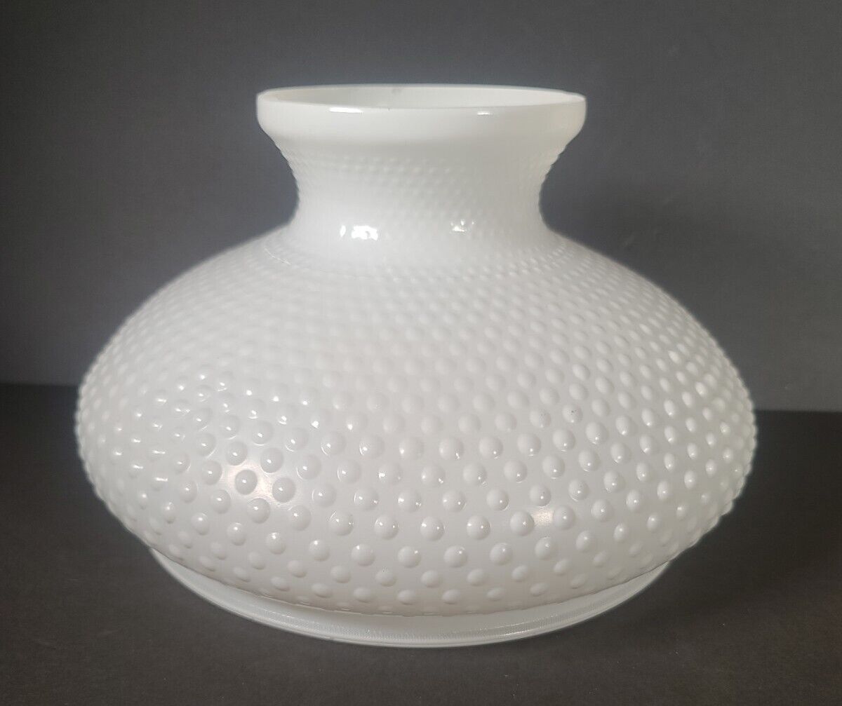 Vintage Glass Hobnail Hurricane Lamp Shade White 10