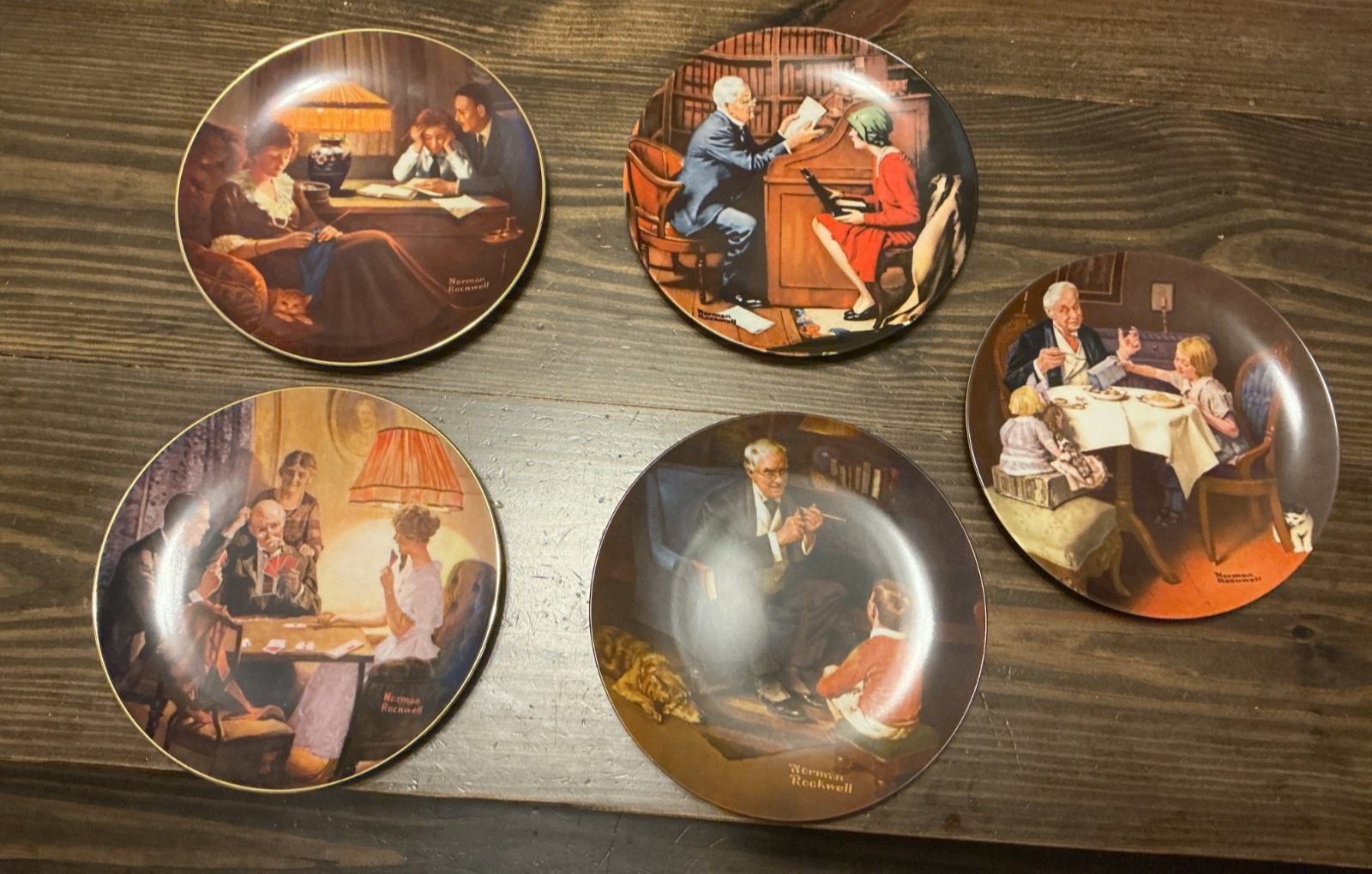 1854 Knowles Norman Rockwell Plates all 5
