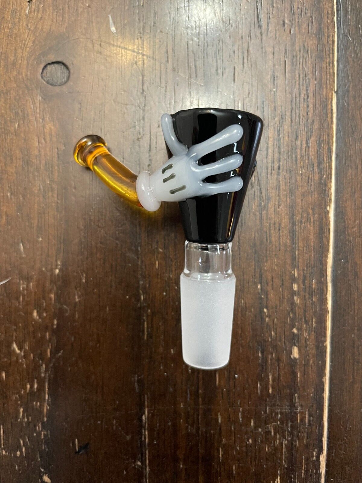 14mm Premium Glass Water Pipe Bowl Mickey Hand Black