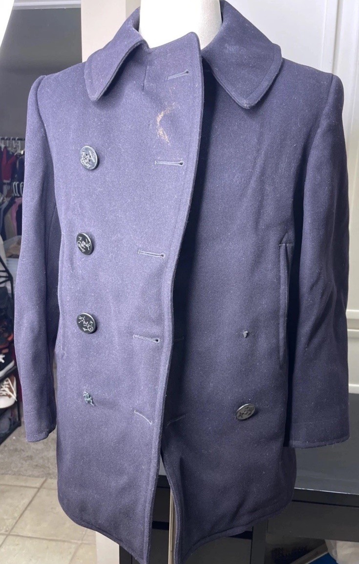 Rare 1939-45 WWII US Navy Wool Peacoat Naval Clothing Factory Jacket USN