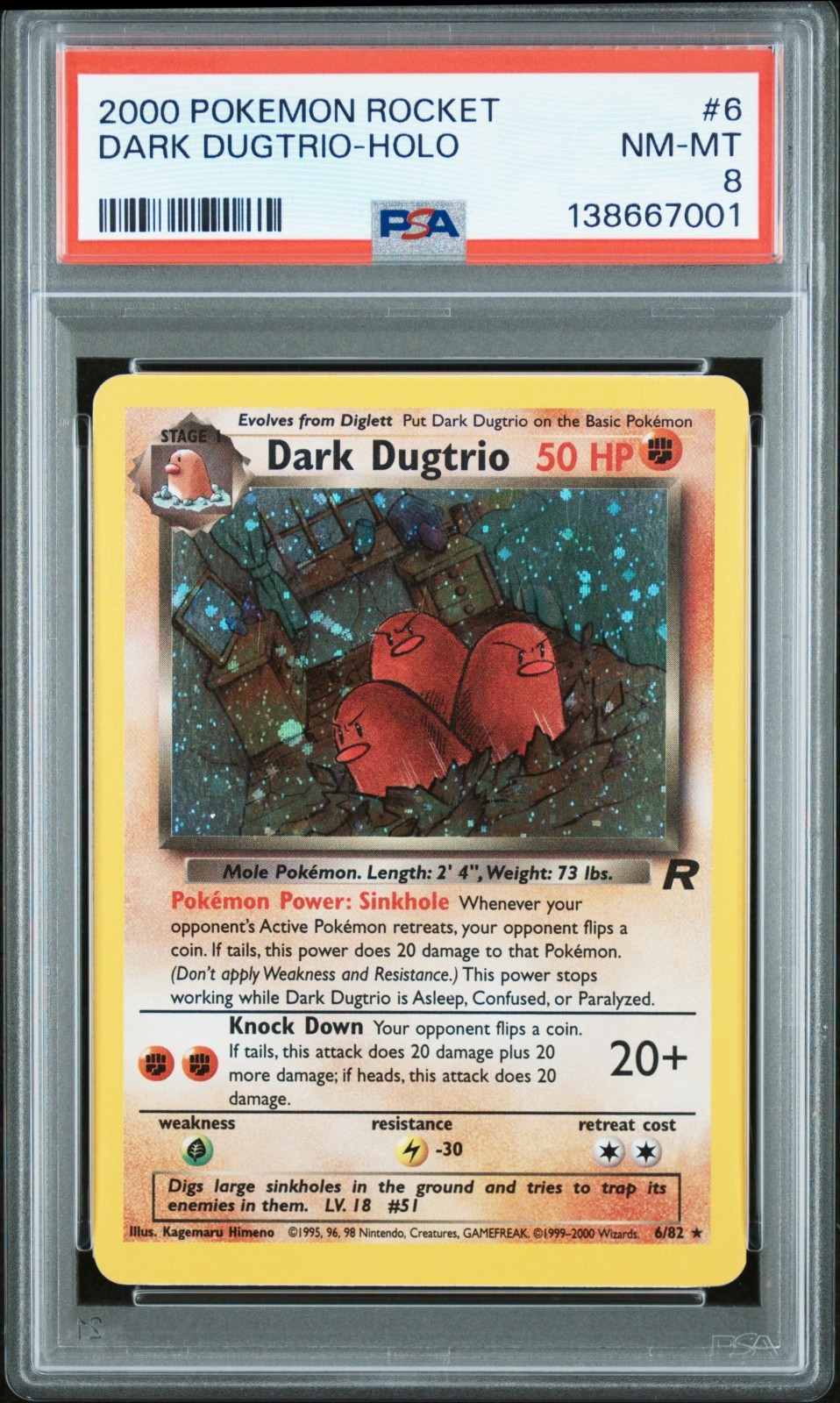 PSA 8 Dark Dugtrio 6/82 Team Rocket Holo 200
