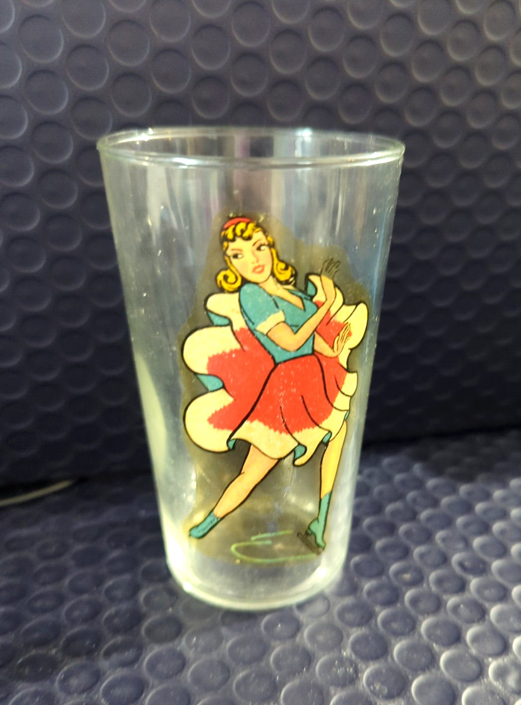 Vintage Antique 40s Pinup Dress Girl Peek-A-Boo Risque Novelty Cocktail Glass Vintage Antique 40s Pinup Dress Girl Peek-A-Boo Risque Novelty Cocktail Glass