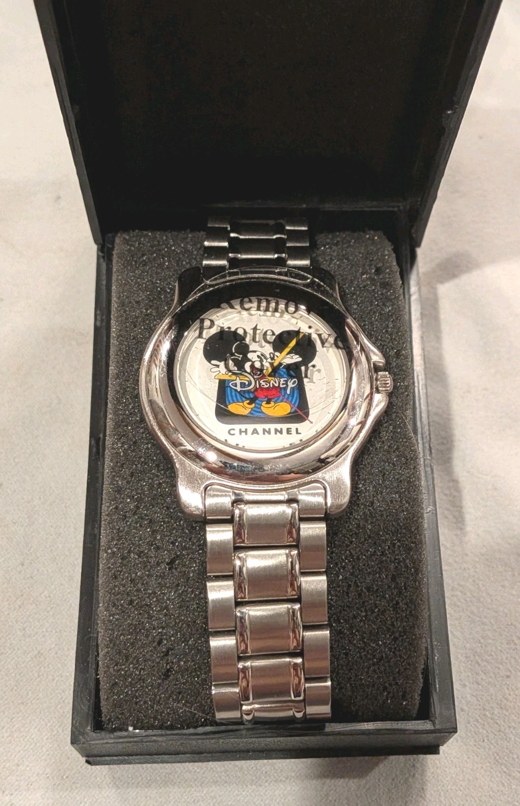 Vintage Disney Channel Mickey Mouse Watch Silver Tone Stainless Steel NOS New