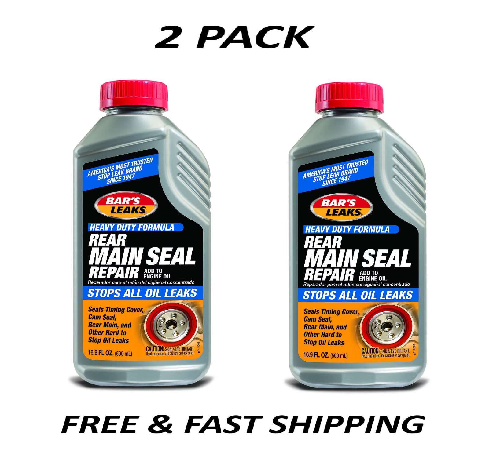 (2 PACK) Bar's Leaks Rear Main Seal Repair Additive, 16.9 oz