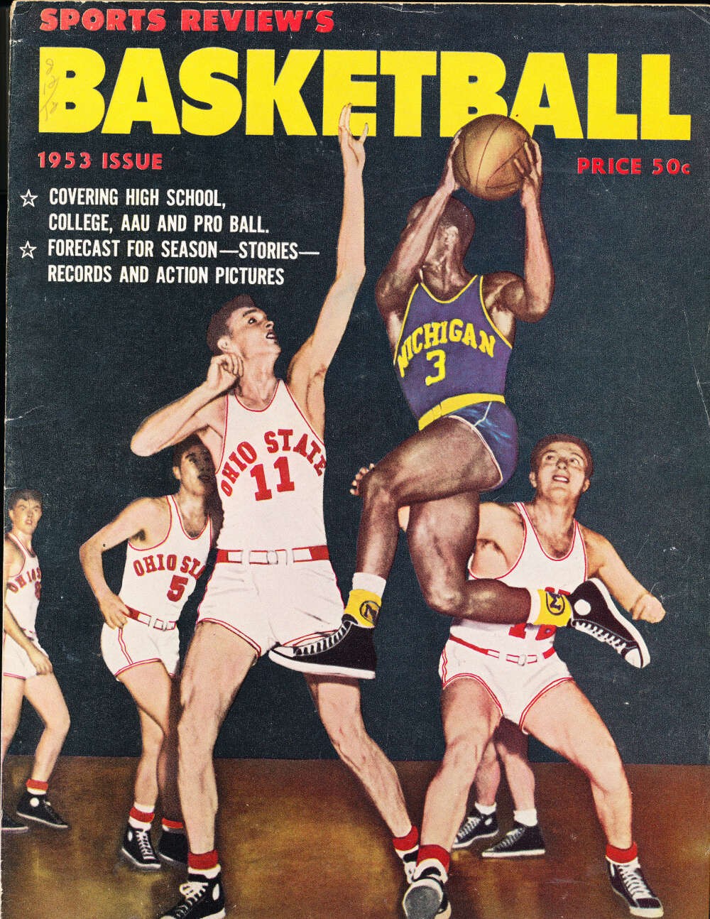 1953 Sports Review\'s Basketball Michiagn vs Ohio State ex bxa