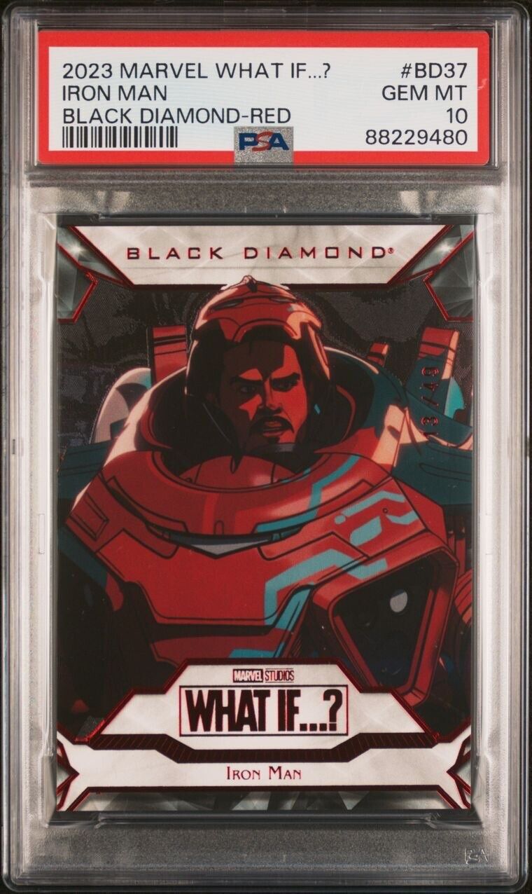 2023 Upper Deck Marvel What If Black Diamond Red 13/49 Iron Man