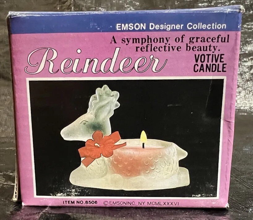 Vnt Emson Designer Collection Reindeer Glass Votive Candle Item #8506 NOSWB