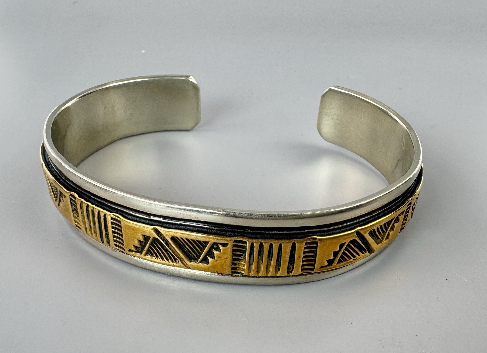 T. Enreka Sterling Silver Brass Navajo Southwestern Cuff Bracelet 35.25g