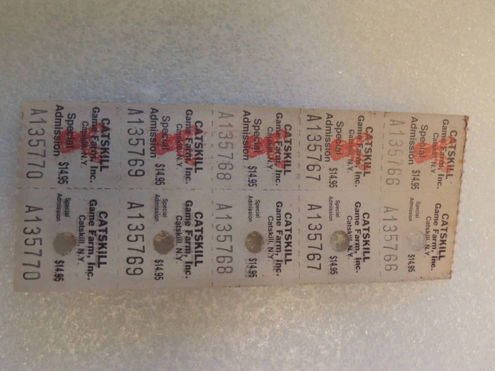 VINTAGE  CATSKILL GAME FARM NEW YORK ADMISSION TICKETS-lot of 5