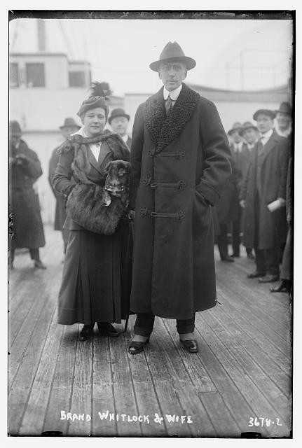 Photo:Brand Whitlock Wife 1910s Portrait Ship Deck Coat Hat