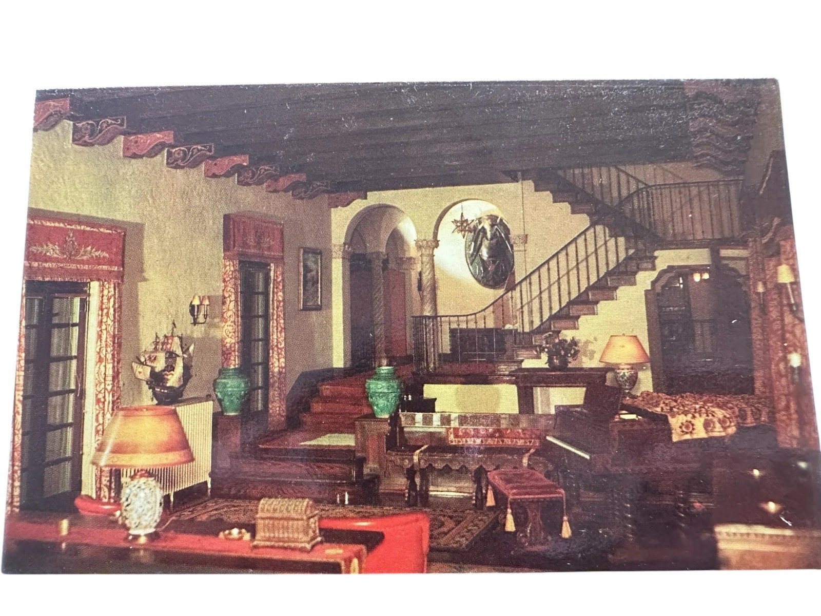 Interior Of Villa Philmonte Boy Scout Ranch Cimarron New Mexico Postcard