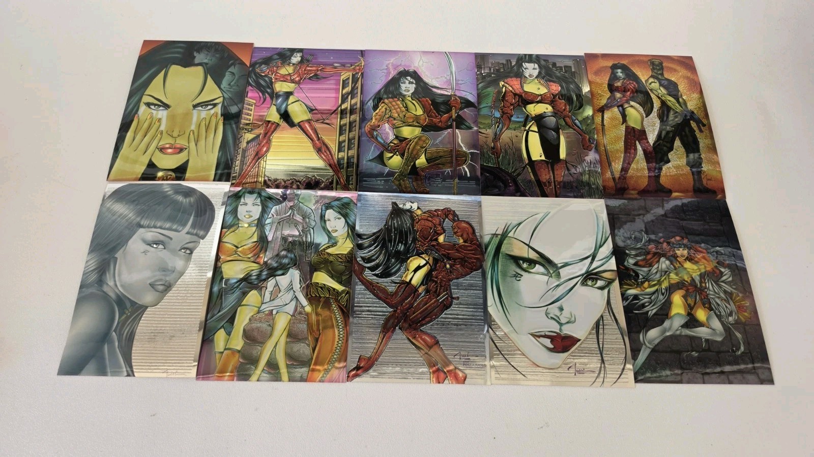 1998 Shi Mega Chromium Card Lot of 10 William Tucci 4in x 6in Anime Trading Card