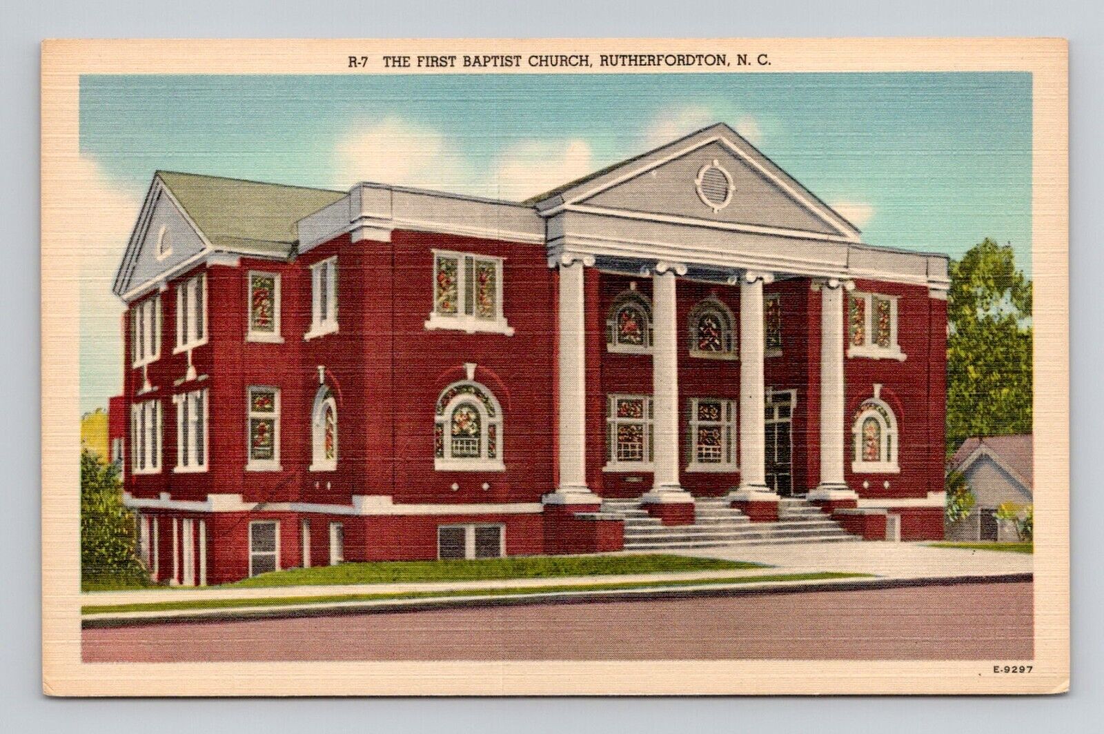 Postcard First Baptist Church Rutherfordton North Carolina NC, Vintage Linen O2