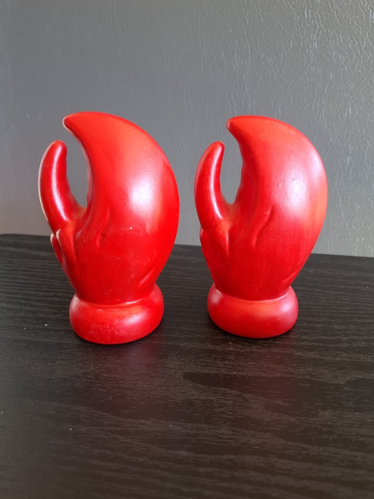 Vintage Red Ceramic Lobster Claw Salt and Pepper Shakers