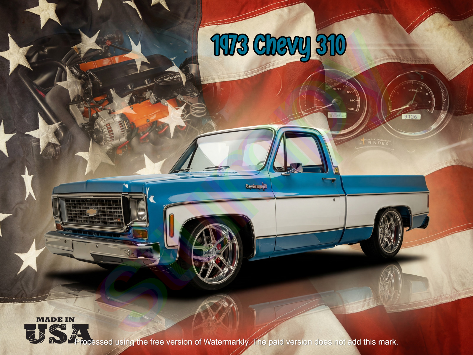 1973 Chevy 310 collage  Metal Sign 9