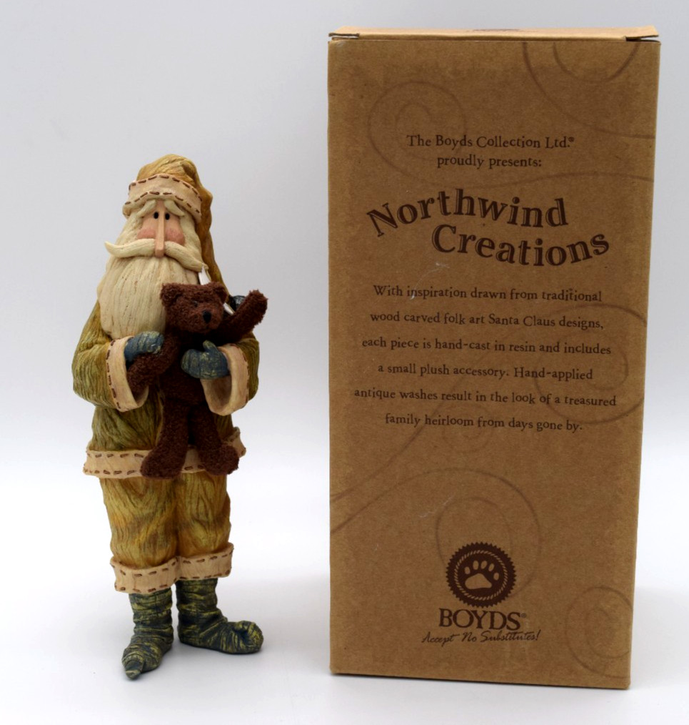 Boyds Winter Dreams Santa with Teddy Figurine 2008 NIB