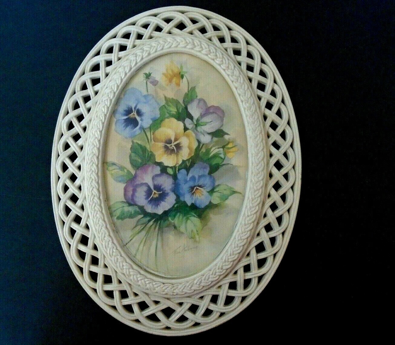 Vintage Floral Bouquet Wall Art Rattan Framed Signed Fran Anderson 17\ Vintage Floral Bouquet Wall Art Rattan Framed Signed Fran Anderson 17\