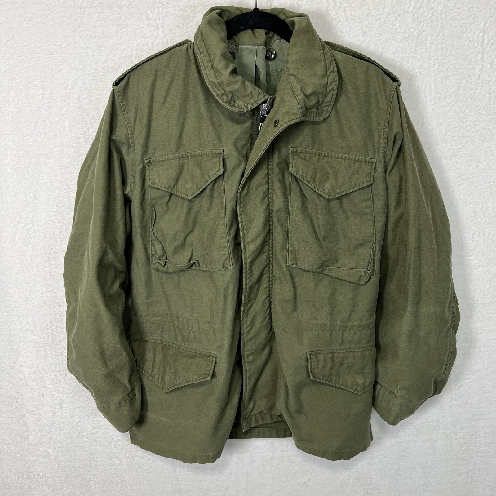 Vintage Military M-65 Field Jacket Adult Green US Army Distressed