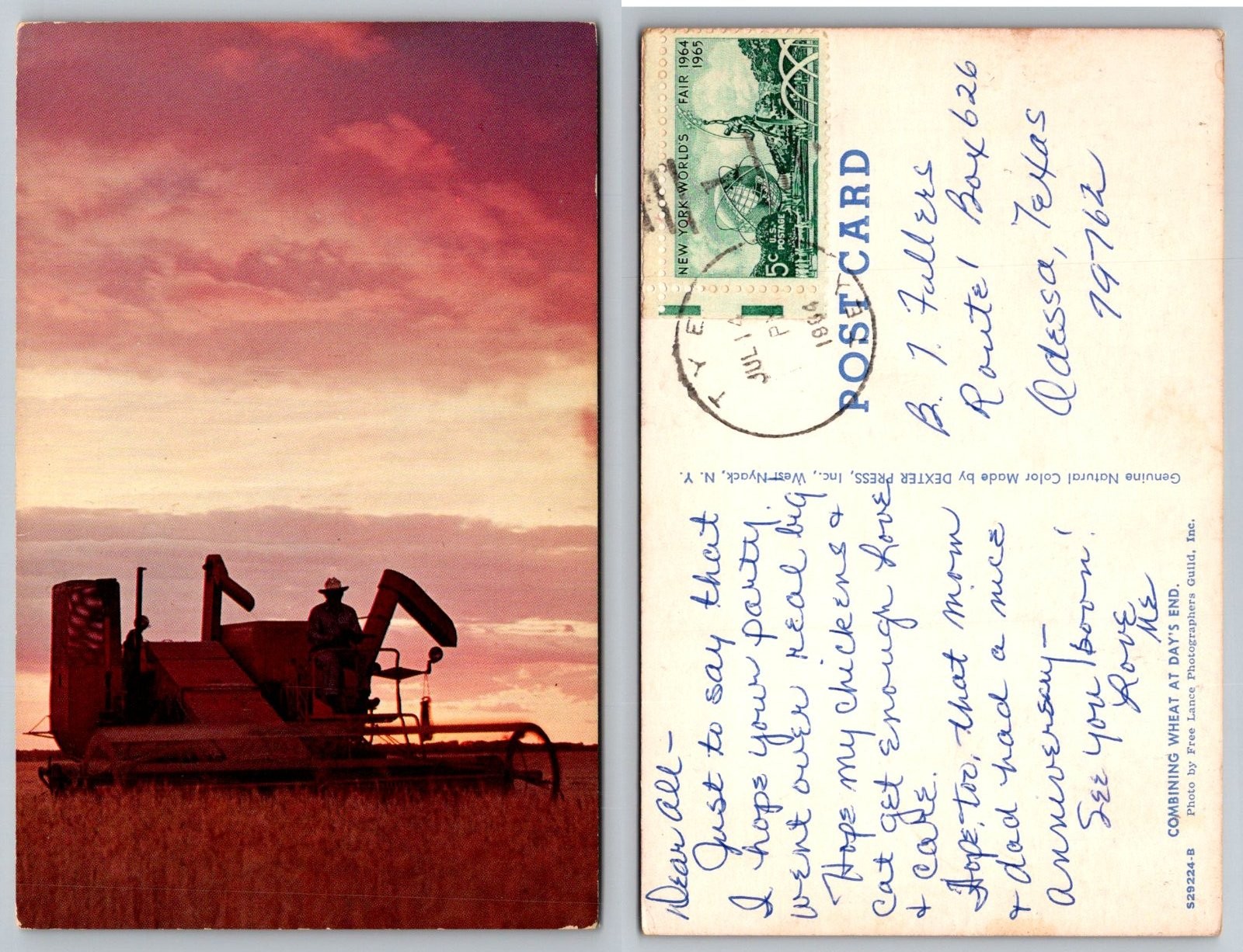 Wheat Harvesting Farm Combine Agriculture Dexter Press Postcard Wheat Harvesting Farm Combine Agriculture Dexter Press Postcard