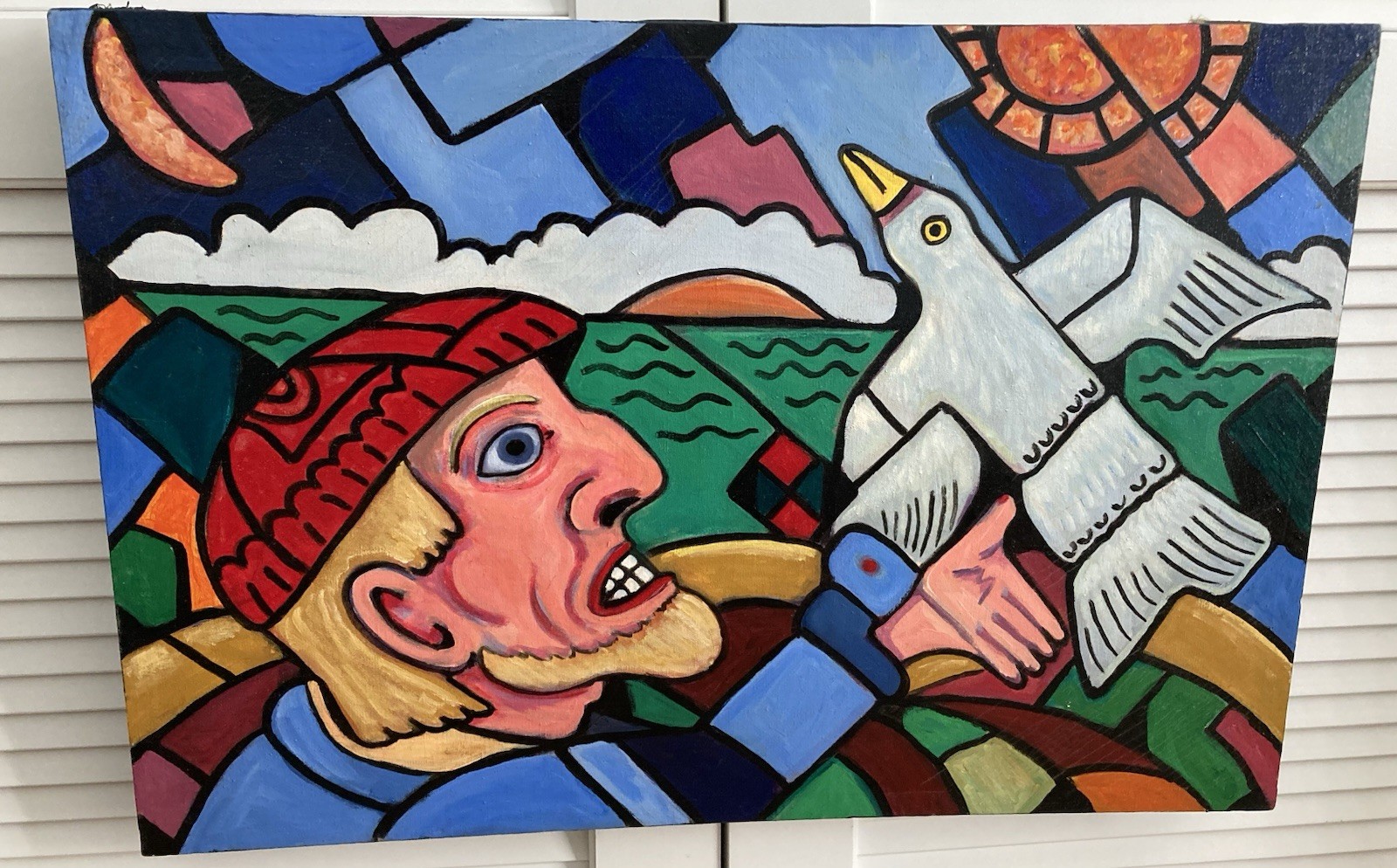 Pop Art Painting Mural Art Graffiti Cubism S. American Britto Style Vintage