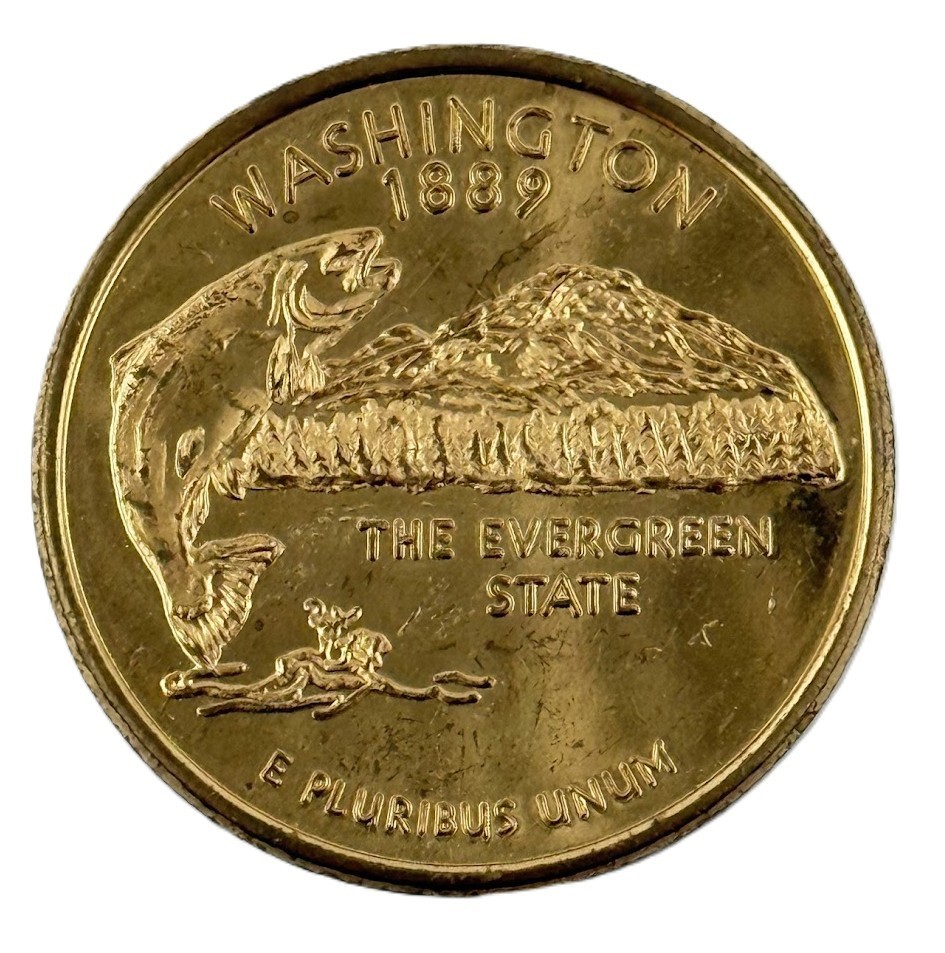 Seattle WA Washington State Travel Souvenir Token Brass Salmon Fishing Camp Trip
