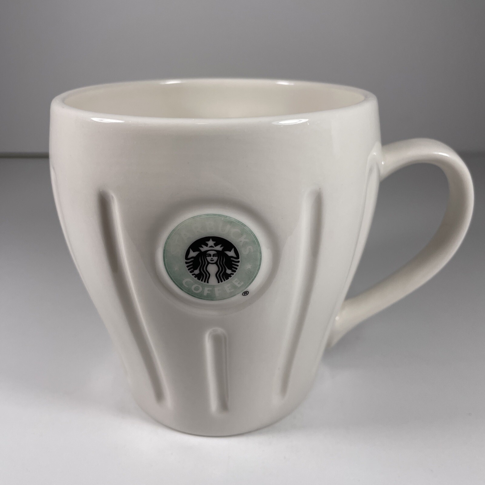Starbucks 2003 Barista Original Logo Mermaid Coffee Mug Cup 16 oz Ribbed White